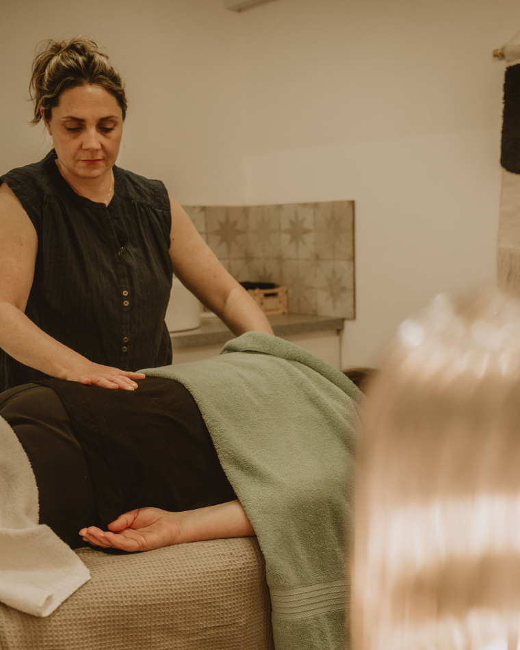 Lindsay Holder giving a gentle Bowen treatment to a relaxed client